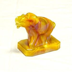 Boyd Art Glass Zack the Elephant Figure Slag Glass Sunkiste Carnival Iridescent